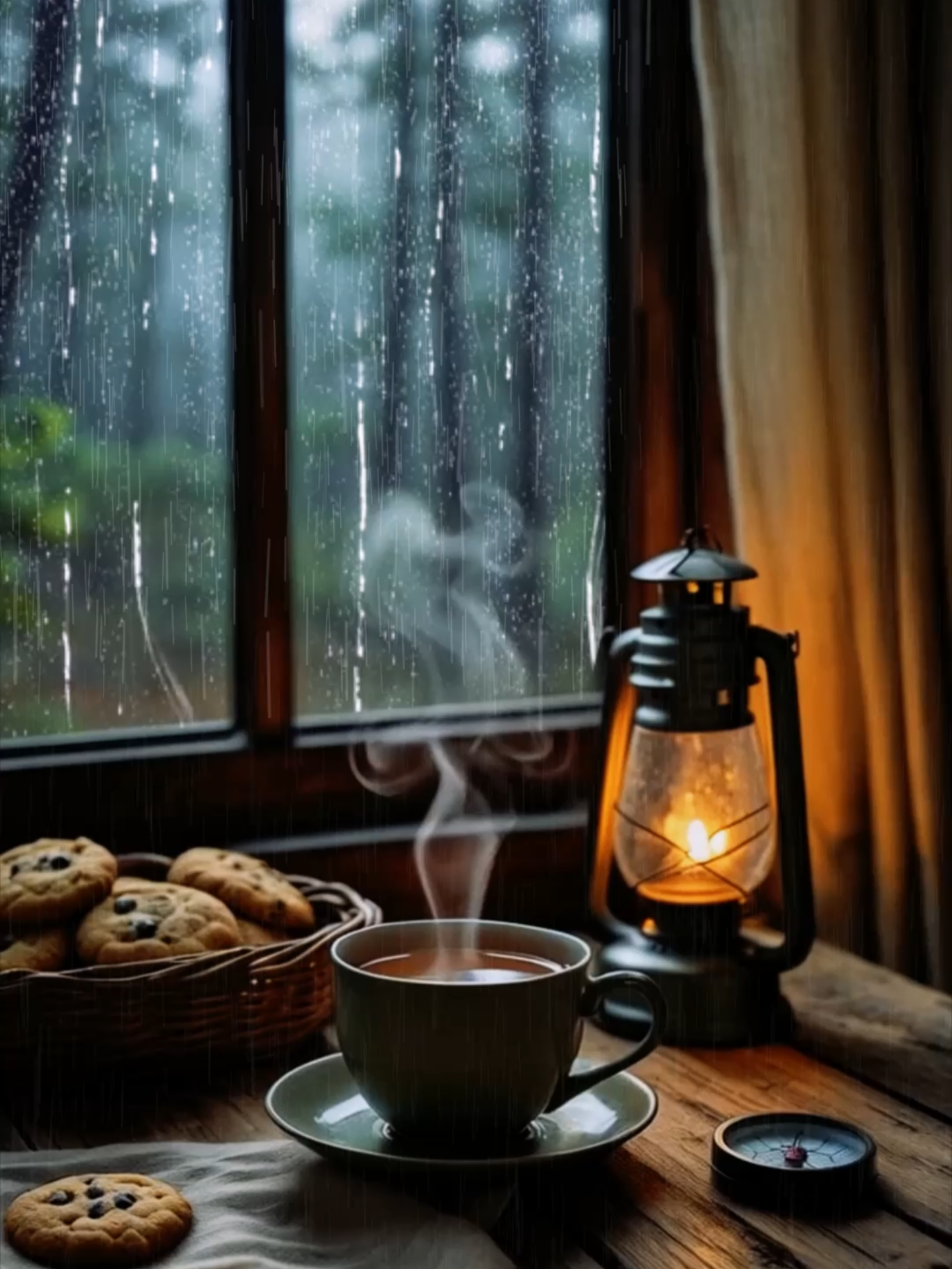 A hot cup of coffee on a rainy day #rainsounds #rainyday #cozy #relaxingvideos #coffee #peaceful #rain
