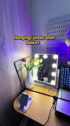 Space Saver Hanging/Under shelf basket ✨👩‍💻 #spacesaver #hangingbasket #organizer #storagebasket #musthave #homefinds #aestheticfinds #homeessentials 