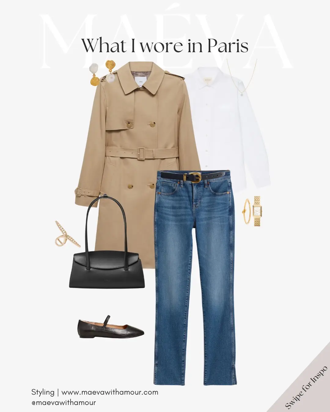 In true Paris fashion, it rained quite a bit while I was there! So if you’ve been wondering why I’m in a trench coat in nearly every photo, well, now you know! 😅 Despite my outfit plans, what I ended up wearing most of the time was simple, cozy, and on heavy rotation! Not quite the fashion fantasy I had in mind, but honestly? It made the trip better. I was warm, comfortable, and not changing outfits three times a day! Just living. Baguette in hand. Trench blowing in the wind (and rain)! It’s not always about wearing something new. It’s about having pieces you love reaching for again and again - the ones that make getting dressed easy, even in the rain! And yes… a good trench always helps! 😉 With Amour,  M. ❤️ Adore this look? head to the link in bio to shop the looks & more! Shop LTK @maevawithamour  #travel #paris #capsulewardrobe #spring #frenchstyle #parisianstyle #styleinspo #france #effortlessstyle 