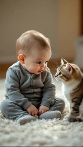 #cutebaby #cutecat #hug