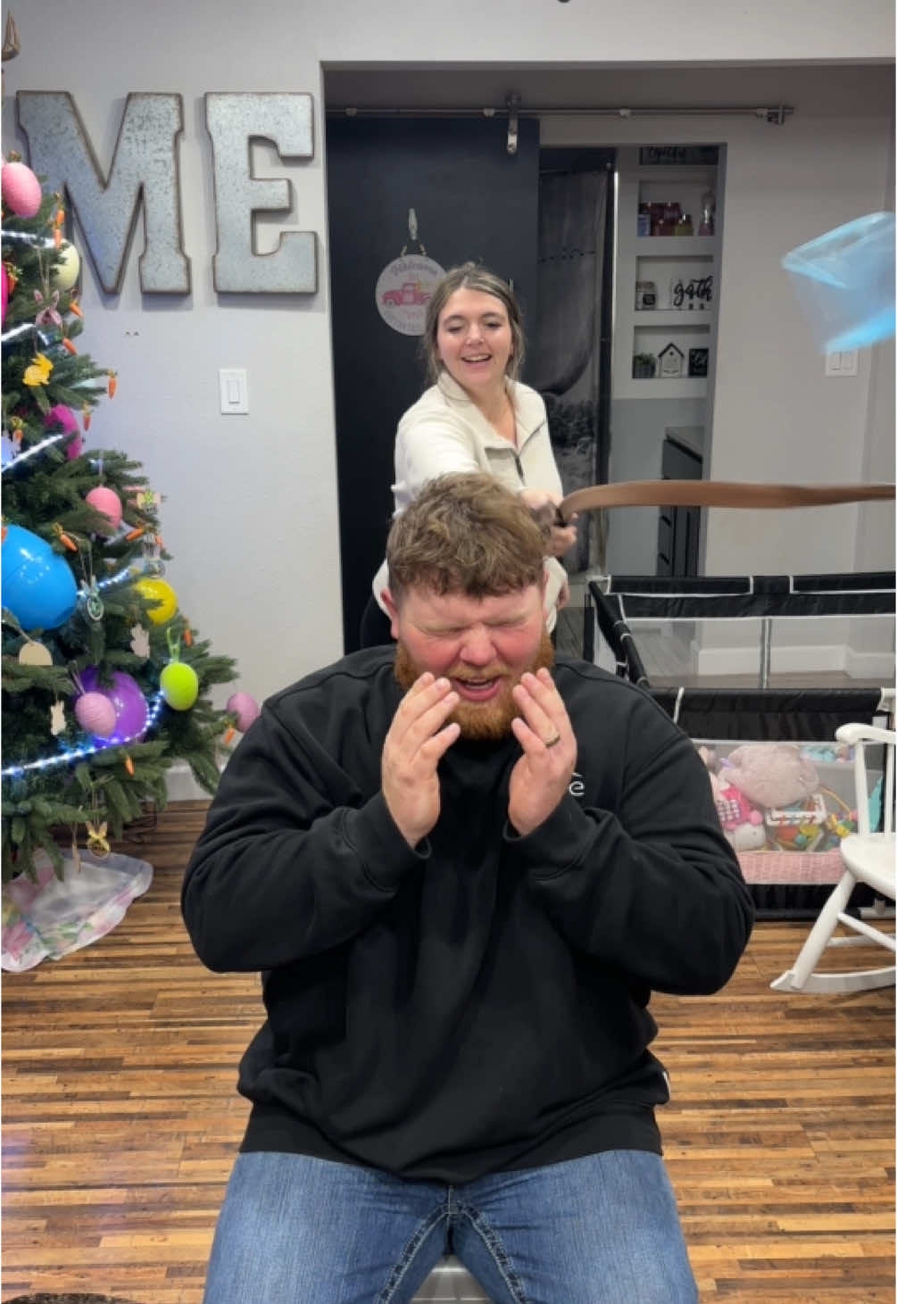 I tried to do it again because I “messed up”🤣 NOPE! #comedy #couplehumor #funny #marriedlife #husbandwife #husbandwife #Love #couplecomedy #lol #prank #humor 