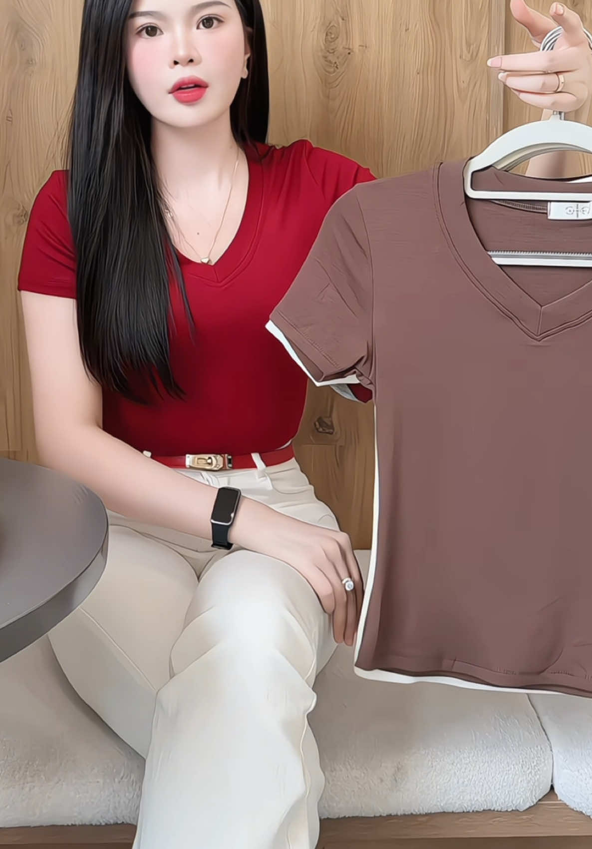 Áo Thun Nữ Basic Trơn Cổ Tim #aothun #aothunu #aothuncotim #thoitrangnu #macdepmoingay 