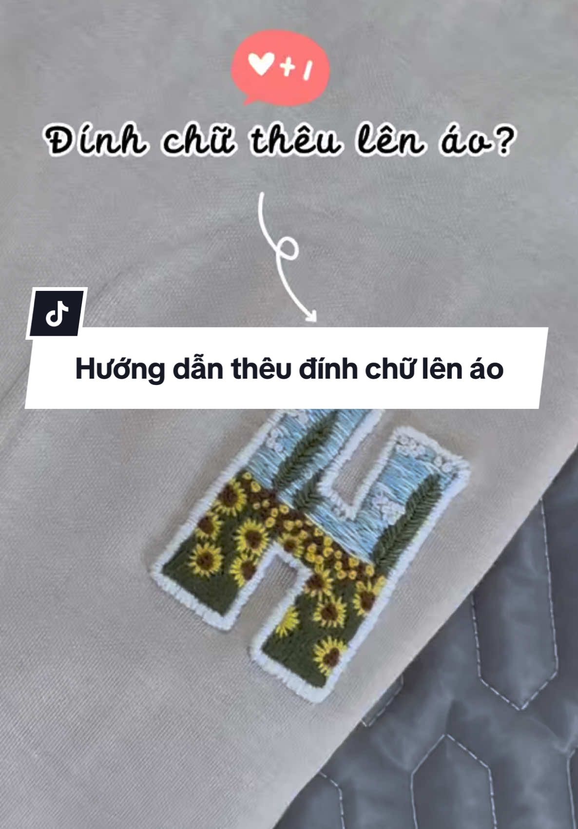 Hướng dẫn cách thêu đính chữ lên áo đơn giản. Mấy nàng mới học thêu thì lưu ngay lại để làm áo tặng người thương nè 😘 #embroidery #theutayhandmade #tiemxinhiu #settheuchucai #taptheucoban 