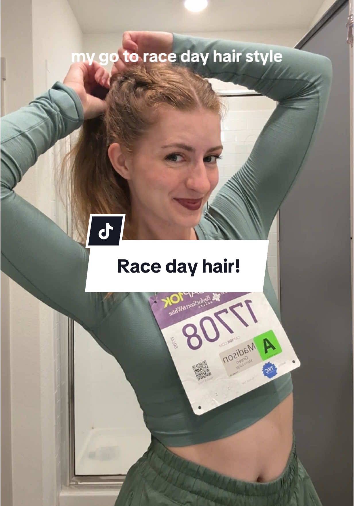 I hate when hair is in my face and I sweat a lot so the braids are PERF. Also easy to do at 5am when you’re tired🏃🏼‍♀️ #frenchbraid #raceday #hair #hairtutorial #braidtutorial #howtofrenchbraid #runninghair #runner #runtok #racedayhair 