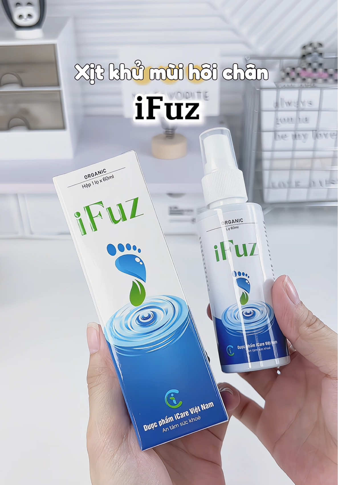 Chai xịt khử mùi hô.i chân , ai hay ra mồ hôi tay chân sẽ hỗ trợ làm ráo kiềm mồ hôi.  Giá hạt dẻ dung tích 60ml #xịtkhumuihoichan #ifuz 