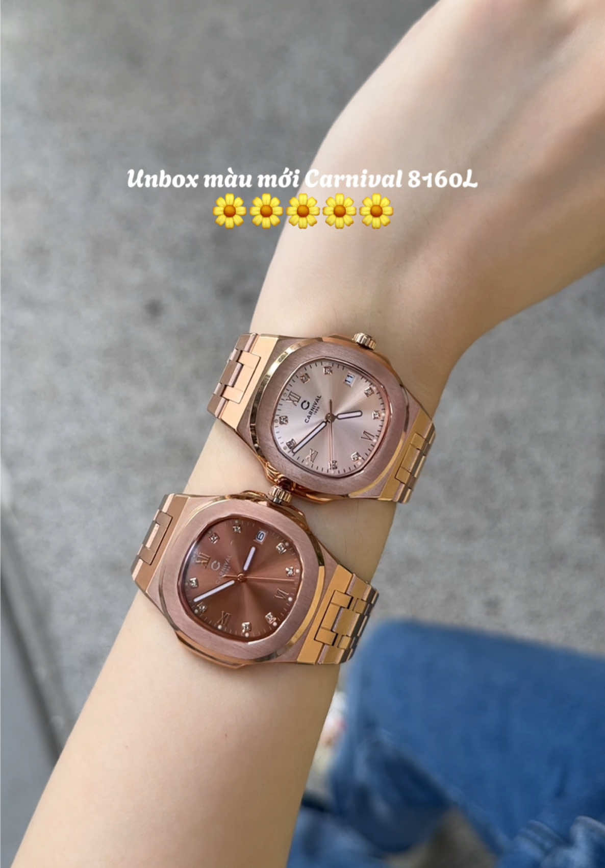 ✨Các ce nào nói sợ màu “cá hồi” hơi đậm thì h.ãng đã nghe được tiếng lòng ra thêm em màu full rosegold “dịu kha” đỉnh lắm lun ạ🌼 #carnival #carnival8160l #donghonu #donghocarnival #watch #cocowatchsg 