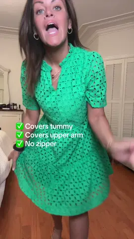 Flattering dress for those who carry weight in the middle. Perfect for spring events or church. Wearing a small (5'3 size 4/6) #tiktokshopcreatorpicks #millennialfashion #churchdress #easterdress #springdress #modestdress 