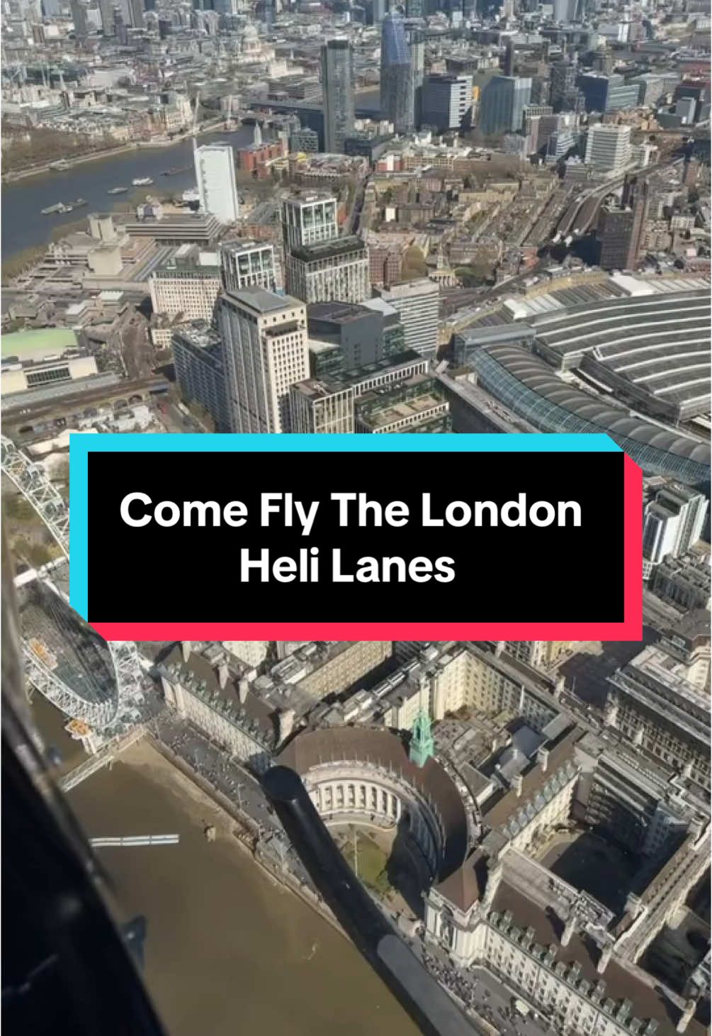 Flying through The London Heli Lanes was super special and what a day for it! #fyp #helicopter #helilanes #london #flying #view #aviation #heli #londoneye #thames 
