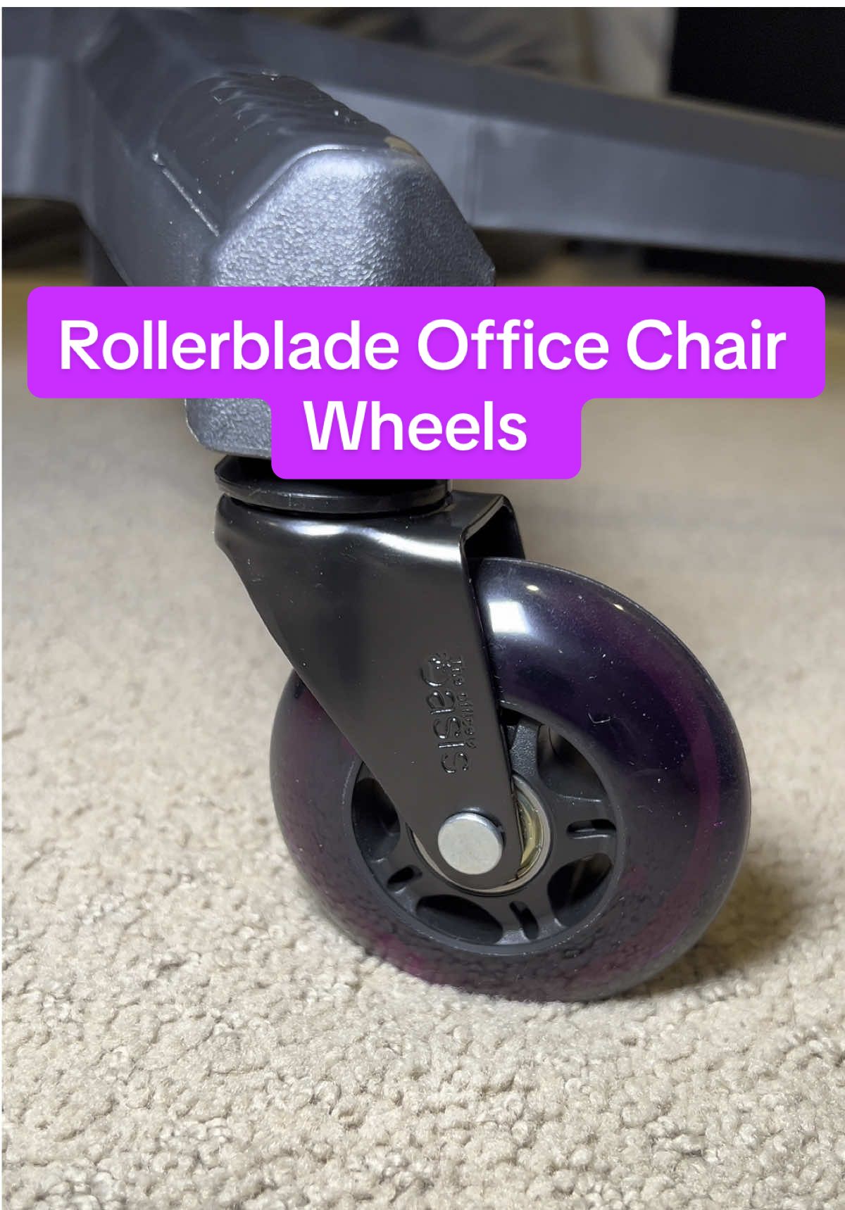 These Rollerblade Office Chair Wheels not only look awesome, but also make it super easy to move my chair on carpet! @The Office Oasis #OfficeUpgrade #HomeOfficeHacks #DeskSetup #ProductivityTools #OfficeChairWheels #WorkFromHomeGear #RollerbladeWheels #SmoothRolling	#TikTokMadeMeBuyIt #CoolGadgets #MustHave #LifeHacks #Satisfying	#NoMoreScratches #SilentWheels #ColorfulVibes #EasyGlide #QuietOffice #FloorSafe #AestheticSetup #DeskGoals #OfficeVibes #WorkInStyle #aprilmademebuyit 