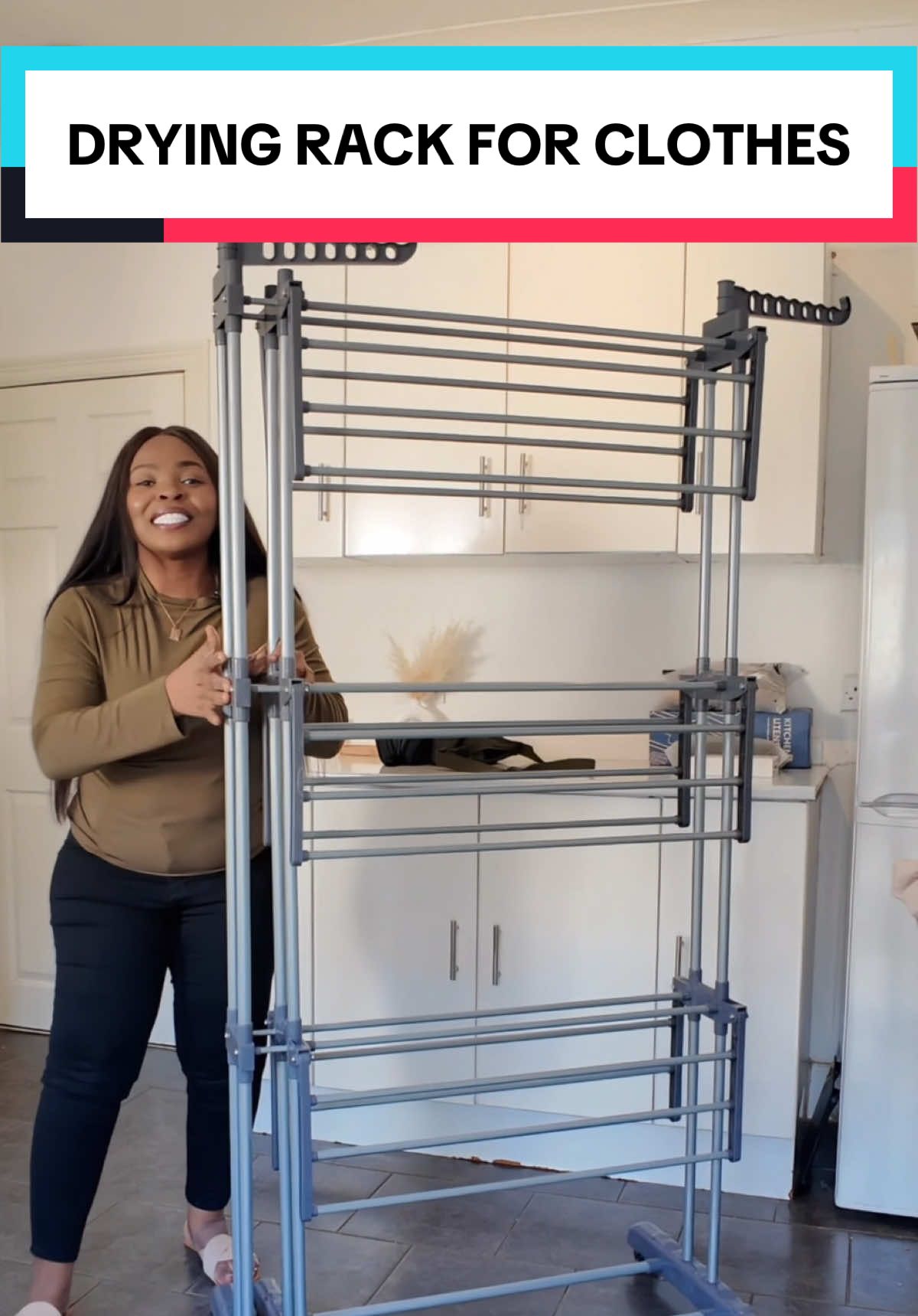 This clothes drying rack is a most have. #clothesrack #laundry #laundrytok #tiktokmademebuyit 