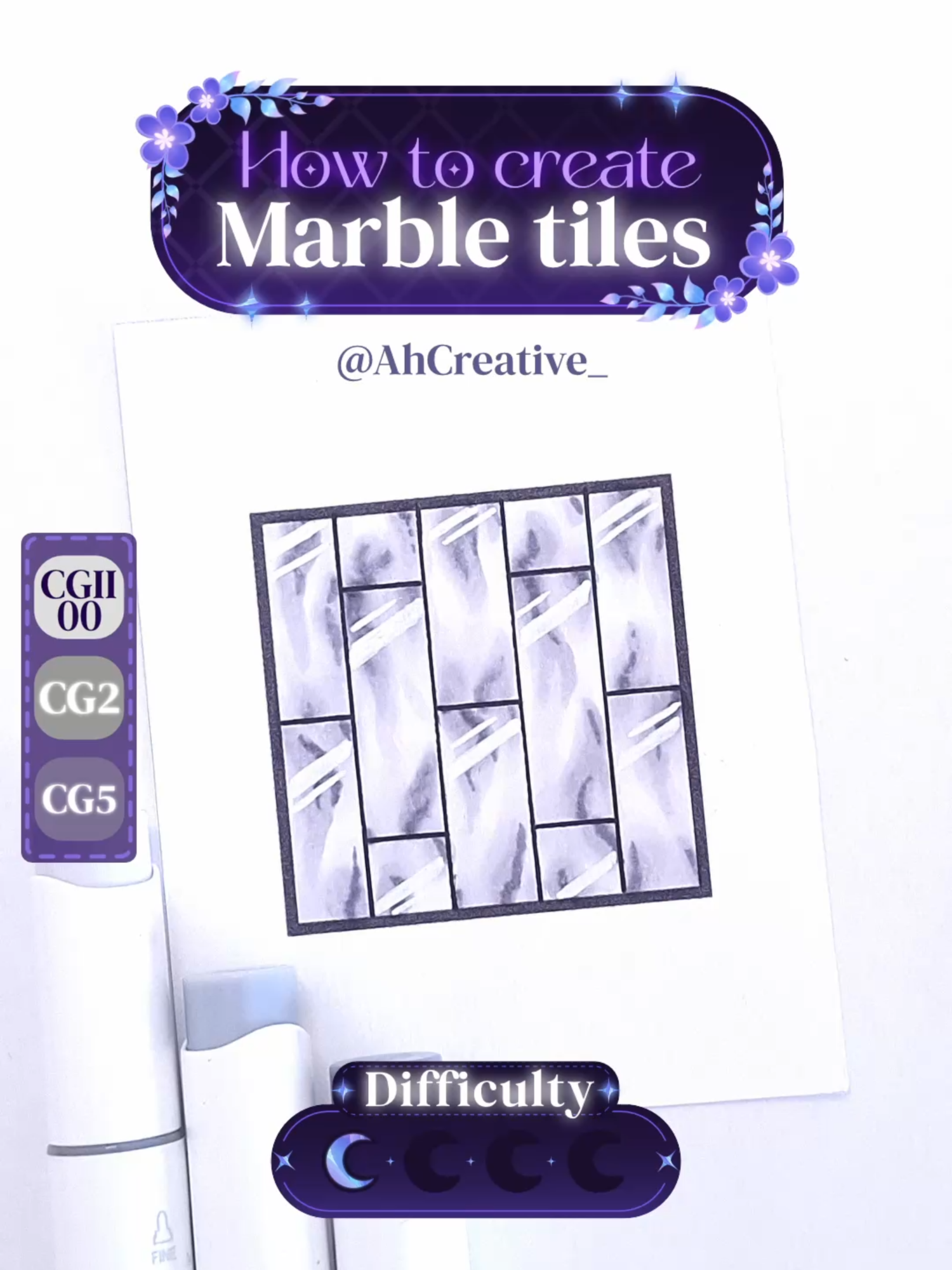 New tutorial : super fancy marble tiles ! ✨ This one is VERY easy once you understand the process ! 🖍️ : As usual, @ohuhuart_official markers, a white gel pen and a black fineliner #coloring #colortok #colouringtutorial #coloringtutorial #arttutorial #satisfyingvideos #pattern #architecture