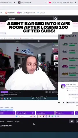 Agent BARGED Into Kai’s Room After Losing 100 Gifted subs from kai cenat #kaicenat #agent00 #fyp