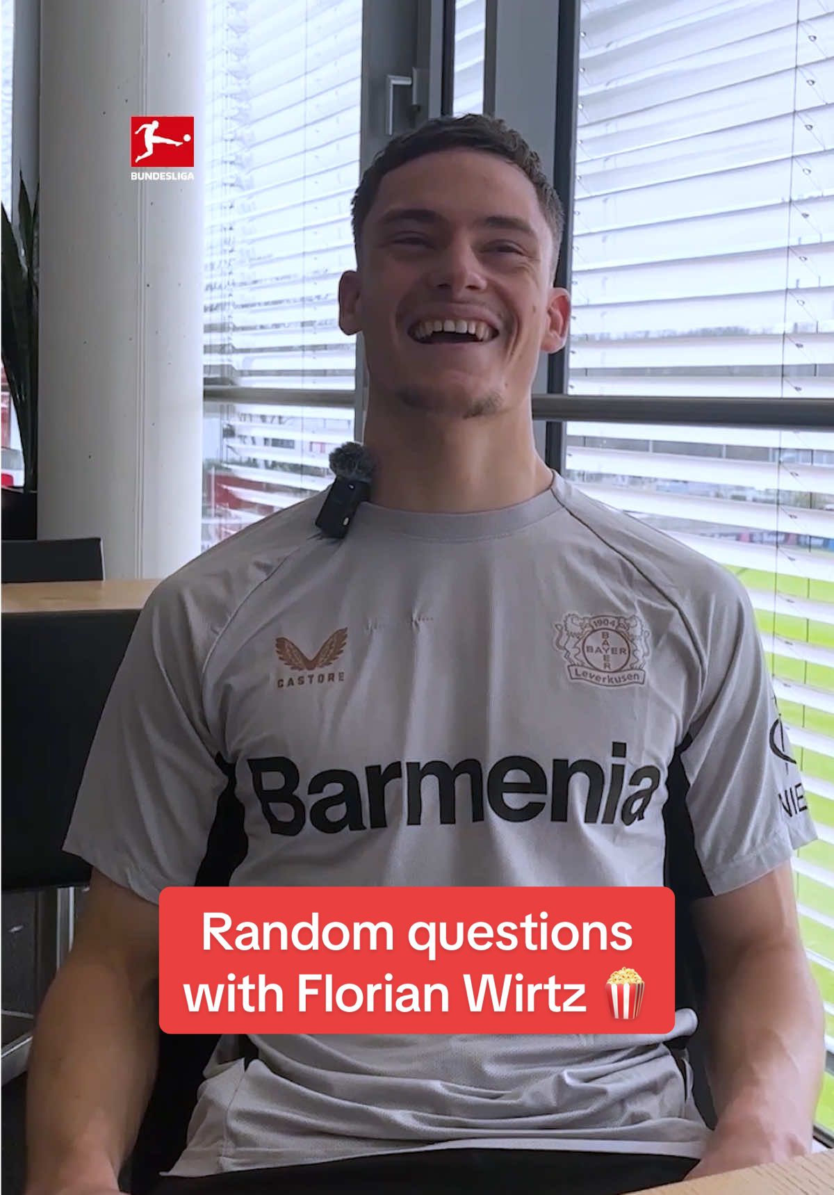 Random questions with @FloWirtz 🍿 Did you know about his socks though? 👀 #bundesliga #fussball #FlorianWirtz #bayer04 
