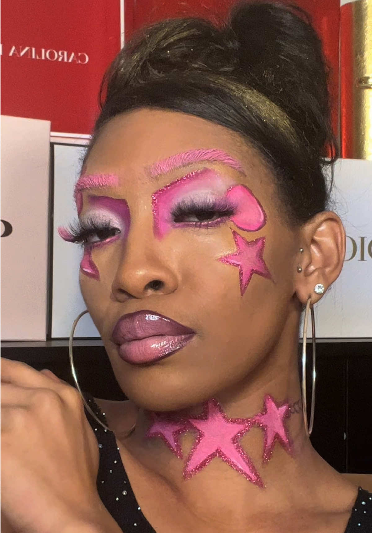 Creative Makeup | LIVE EDITION  Love a good all pink hue makeup look! If your vibing with it drop ⭐️ #fyp #makeuptransformation #makeup #makeuptransitions #creativemakeup 