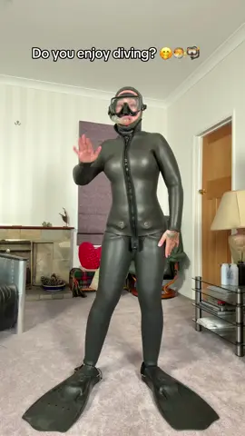 I got to wear this for a 🎬 I was filming  last week and I really enjoyed wearing it.. 🤿 - I’d love to get my own scuba gear - do you dive? I’d love to hear what you’ve seen when diving 🥰🐠🐡⚓️ #scuba #flippers #rubber #latex #trendin #over30 #bluecollar 