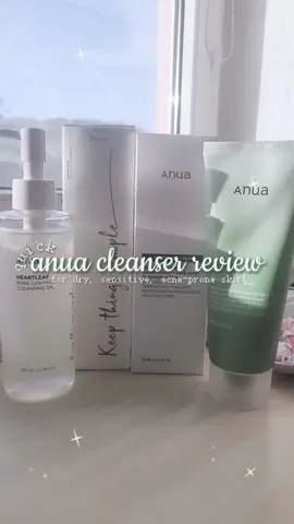 is anua good for acne-prone skin? ⭐️⭐️⭐️⭐️⭐️ my review for the trending anua skincare cleansing products 🐰✨ @anua_kr @anua_global  overall, the oil hasn’t broken me out .. so far. i’ve been testing these only for you guys, for almost three weeks now. before i used a cerave cleanser that unfortunately did nothing for my breakouts (even though it was one for acne). the cerave cleanser also made my skin so dry, unlike the anua cleansers 💗 i would recommend, but if you have acne prone skin get the heartleaf + bha cleanser 🌿🧴 #anua #viralskincare #trendingskincare #acneproneskin #acneskincare #acneskincareroutine #kbeauty #healthyskin #glowingskin #glassskin #porelessskin #dryskin #ugc #ugccreator #ugccontentcreator 