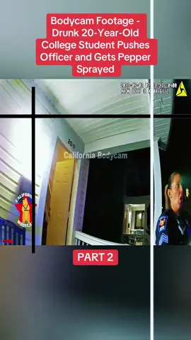 Bodycam Footage - Drunk 20-Year-Old College Student Pushes Officer and Gets Pepper Sprayed  #cops #copsoftiktok #police #policeofficer #bodycam #crime #truecrime #truestory #foryou #fyp 