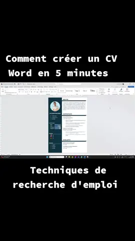 Comment créer un CV Word en 5 minutes  #cv #word #words#cvword #algeria #الجزائر 