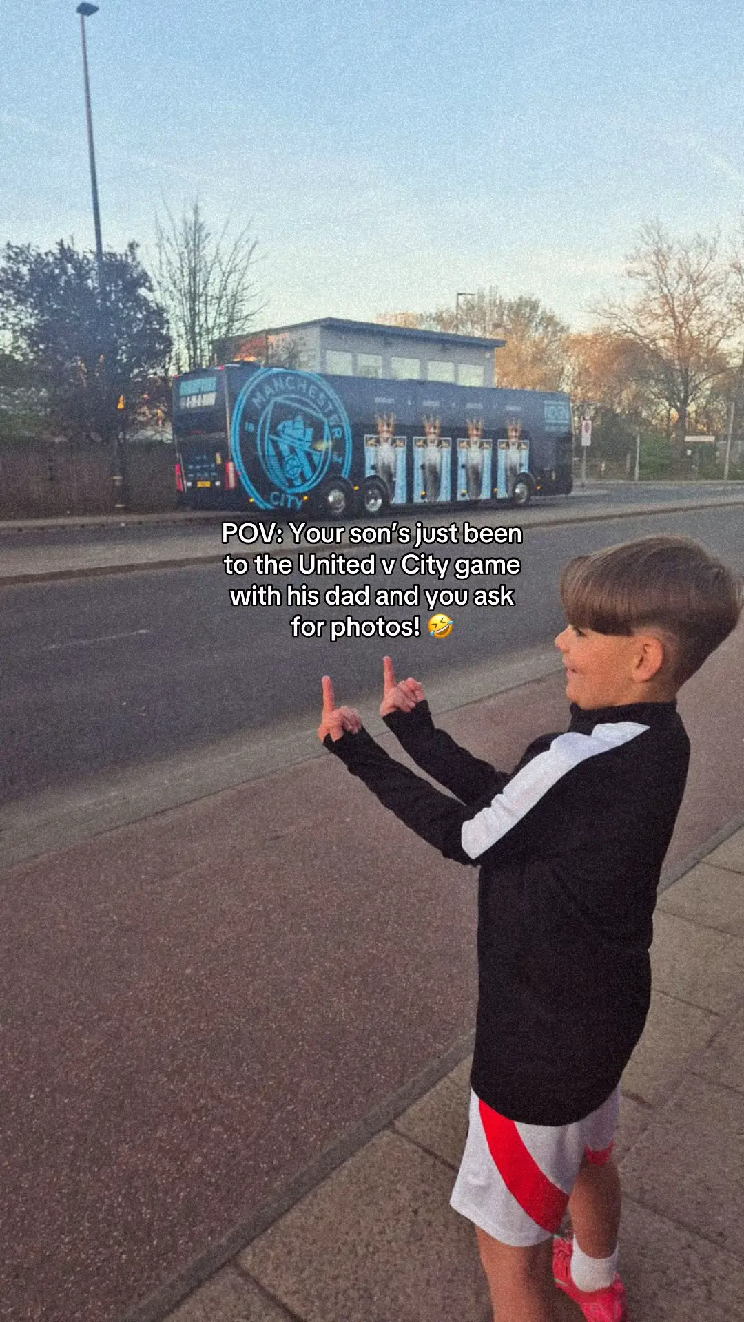 When your sons just been to the United v City game with his dad! 🤣🙈 #fyp #foryoupagе #manchesterunited #manutd #united #mancity 