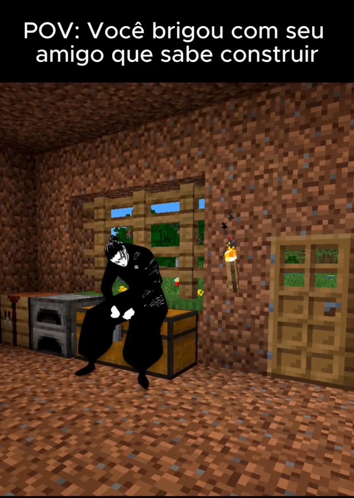Dps q briguei com ele minhas casas só são de terra 😞😞 #Minecraft #fyp #foryoupage #minecraftmeme #jujutsukaisen #frase #amigo 