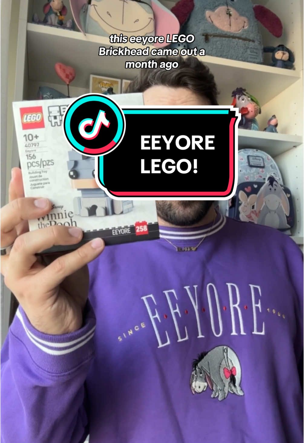 let’s build my @LEGO eeyore brickhead finally! 🩶 🎀 #eeyore #lego #afol #legobrickheadz #winniethepooh #blakespopnook 