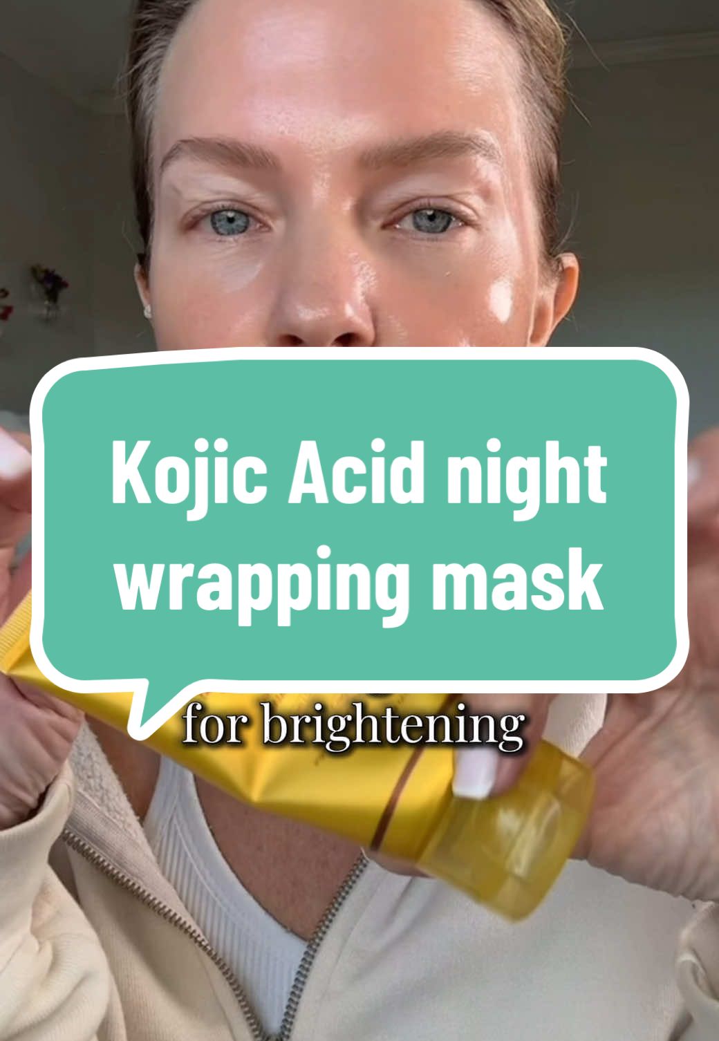 Say goodbye to hyperpigmentation and dull skin! Brightens and tightens comfortably overnight ☀️ #medicube #collagennightwrappingmask #kojicacidturmericmask #skinbrightning #hyperpigmentation #glassskin #matureskincare #truegreta 