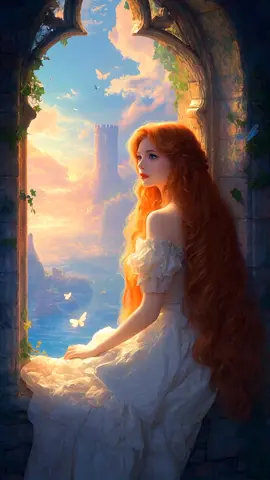 She Waited by the Window… Until the Butterfly Flew  #AI #AIVideo #AILiveWallpaper #CinematicAI #AestheticAI #FantasyVibes   #VisualPoetry #LoveStoryVibes #EuropeanMood #MedievalVibes #SunsetMood   #DreamyVibes #PeacefulScene #SoftMoments #Indila #LoveStory   #EmotionalScene #RomanticVisual #TranquilHeart #SilentLove #gingerhair #redhair #foryou #foryoupage #fyp 