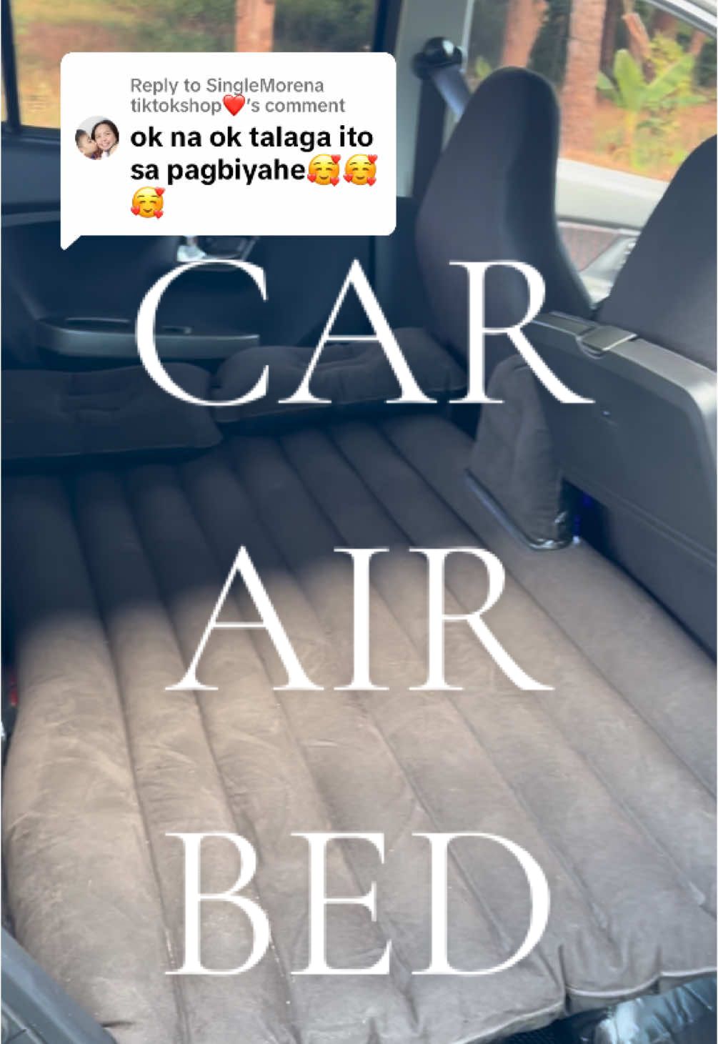 Replying to @SingleMorena tiktokshop❤️ Sa true mii perfect sa byahe itong airbed natin #airbed #carairbed #portablebed #travel #camp #bed 
