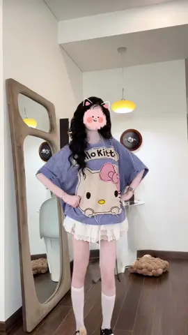 Set Áo Phông Cộc Tay Hình Thêu #setdoxinh #setvayxinh #hellokitty #xh 