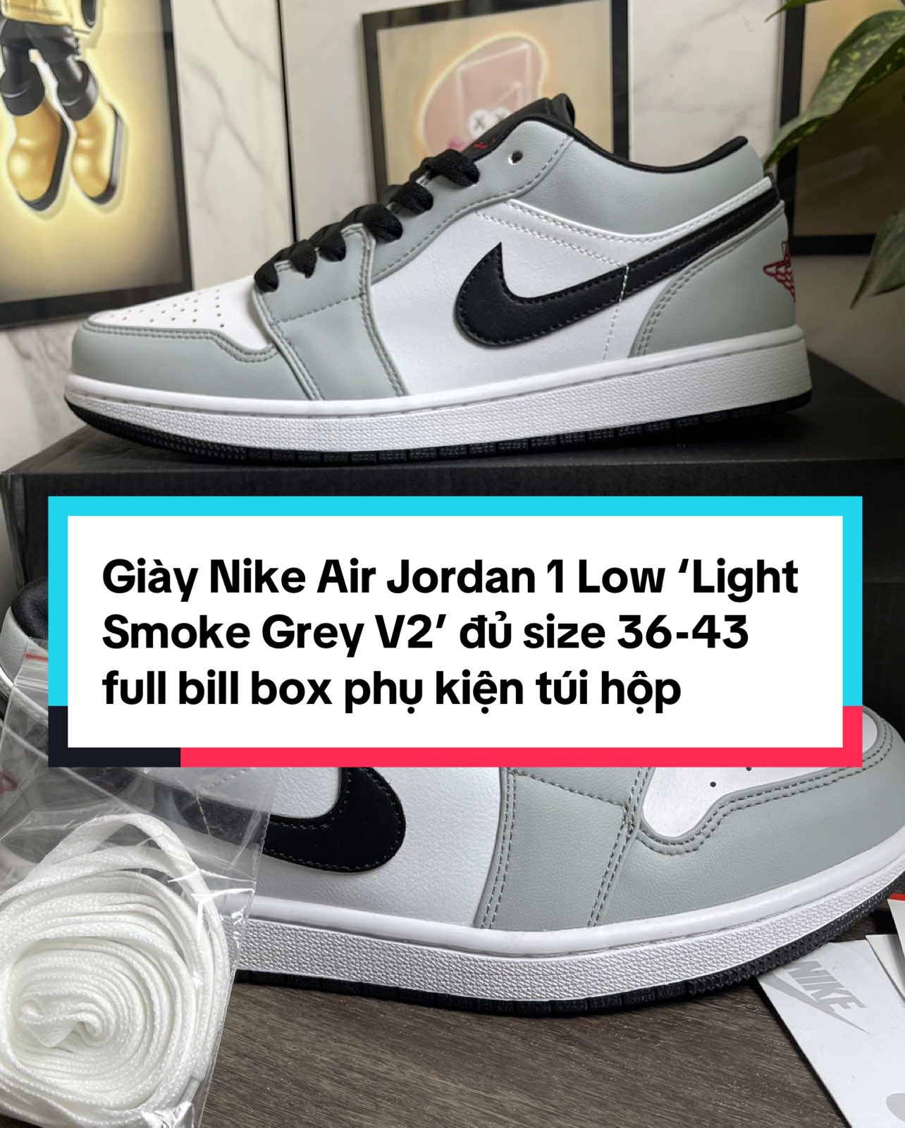 Giày Nike Air Jordan 1 Low ‘Light Smoke Grey V2’ đủ size 36-43 full bill box phụ kiện túi hộp #Giày #amumu #giayamumu #xuhuong #tiktok #xuhuongtiktok #sneaker #thinhhanh #thịnhhành #jordan #jd #smoke 