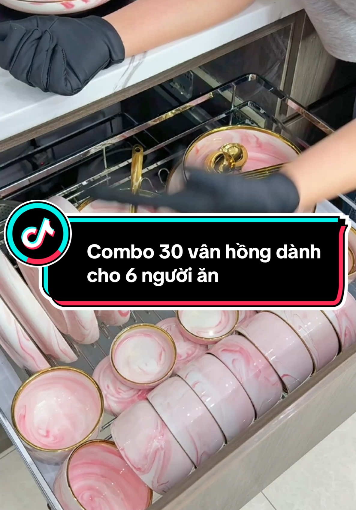 Combo 30 món Vân Hồng  6 chén cơm  6 chén chấm  6 thìa sứ  6 đôi đũa  3 đĩa tròn  2 tô canh  1 muôi canh  1 đĩa tròn lớn size 26 #hoangdecor #buacomgiadinh #nauancungtiktok #giadinh #hoangdecortion #giadungtienich #nauan #nauan #hoanggia 