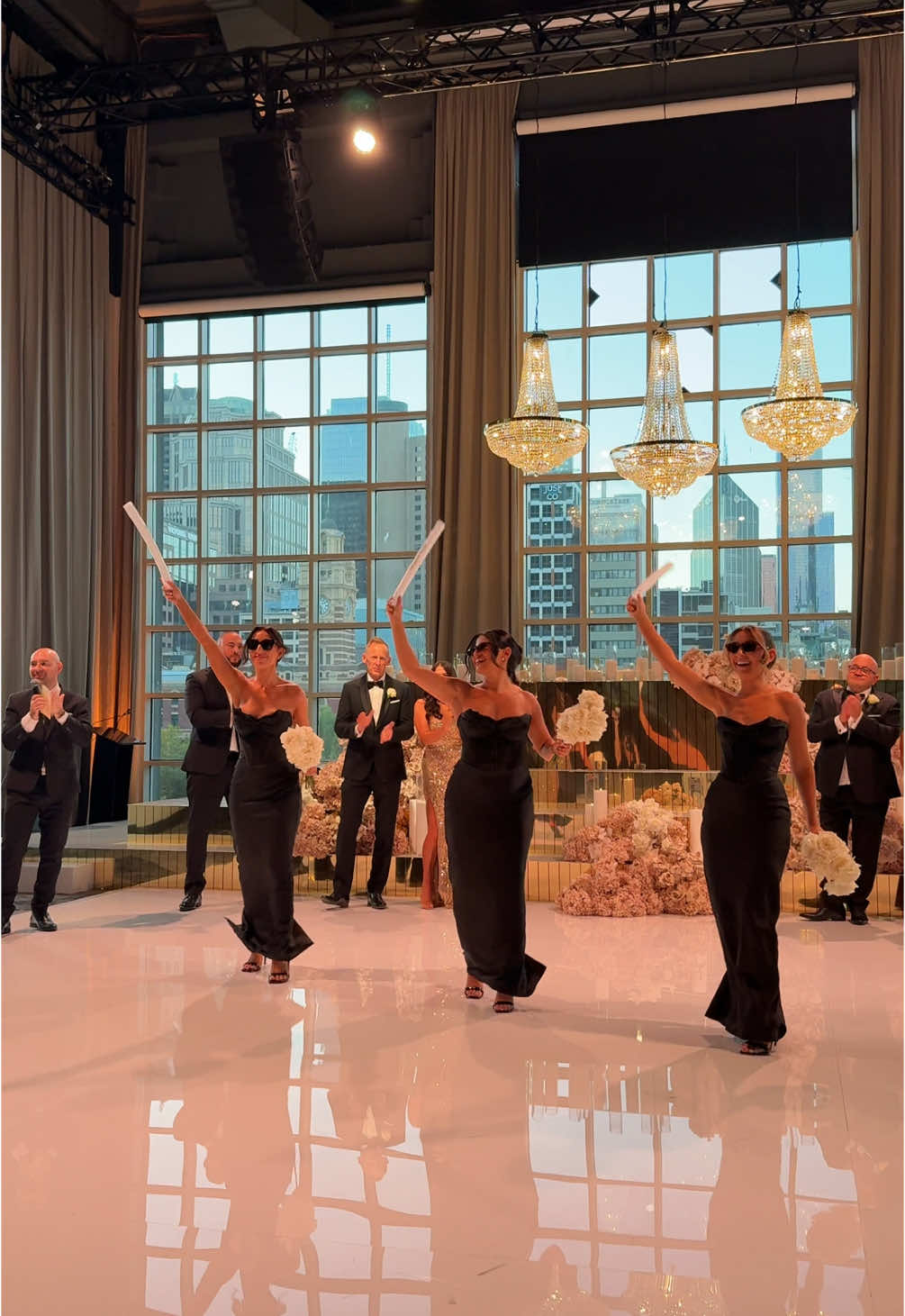 “We’re going to Claudia & Andrew’s wedding”  My girls with an iconic bridesmaid entrance 🎉 #melbourne #weddingtiktok #wedding #2025bride #married #bride #bridesmiads 