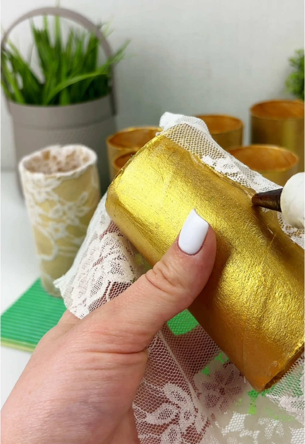 This organizer helped save my marriage #DIY #ideas #crafts #handmade  Materials:  • Paintbrush  • Scissors  • Glue  • Cardboard  • Marker  • Lace  • Lace ribbon  • Toilet paper rolls  • Paint