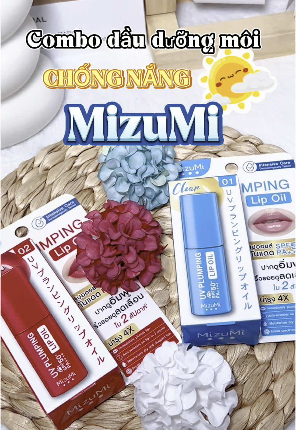 Combo dầu dưỡng môi chống nắng Mizumi #sonduongchongnang #duongmoi #sonduongcomau #sonduong #kemchongnangmoi #sonduongkhongmau #lipsbalm 