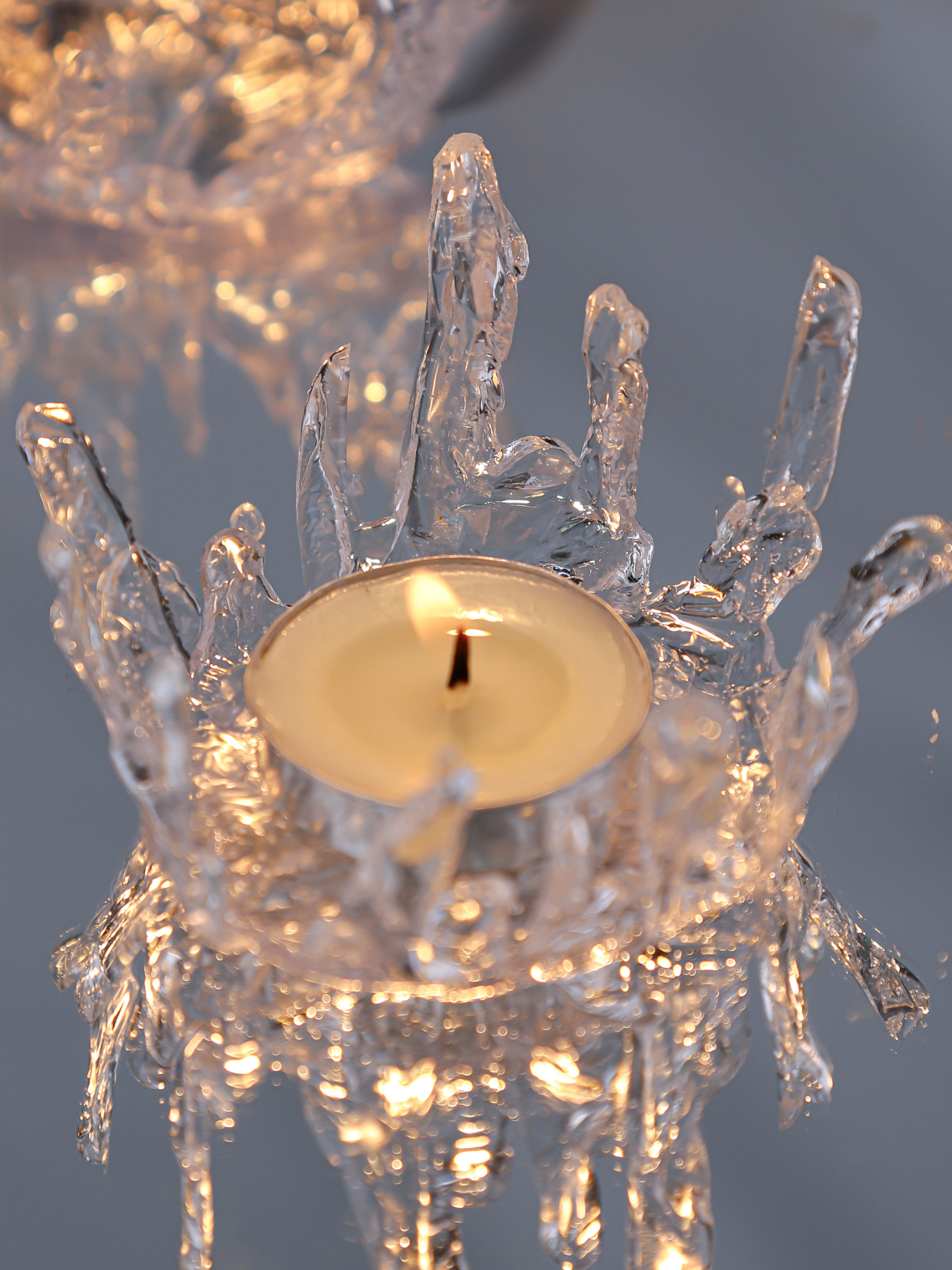 candle holder，This candle holder made with HeyClear UV resin is as beautiful as frozen ice flowers, illuminating every moment. ✨ The transparent gloss and unique design bring endless charm! #ResinArt #DIYCandleHolder #HomeDecor #PersonalizedDesign #HeyClear
