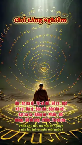 Chú Lăng Nghiêm suốt. Trì tụng chú Lăng Nghiêm không chỉ hóa giải ái nghiệp, phá tan các chướng ngại trên con đường tu hành, mà còn được tin rằng sẽ giúp người trì tụng tiêu trừ nghiệp chướng từ nhiều kiếp trước. Trong tương lai, nếu tiếp tục tu tập, người trì chú sẽ đạt đến quả vị Phật, chứng đắc vô thượng chánh đẳng chánh giác.#chulangnghiem #chulangnghiemtiengphan #chulangnghiemfull #chulangnghiemtiengviet #phatphapvadoisong #phatphapnhiemmau #phatphapvobien #niemphat #xuhuong2025 #phattutaigia8386 