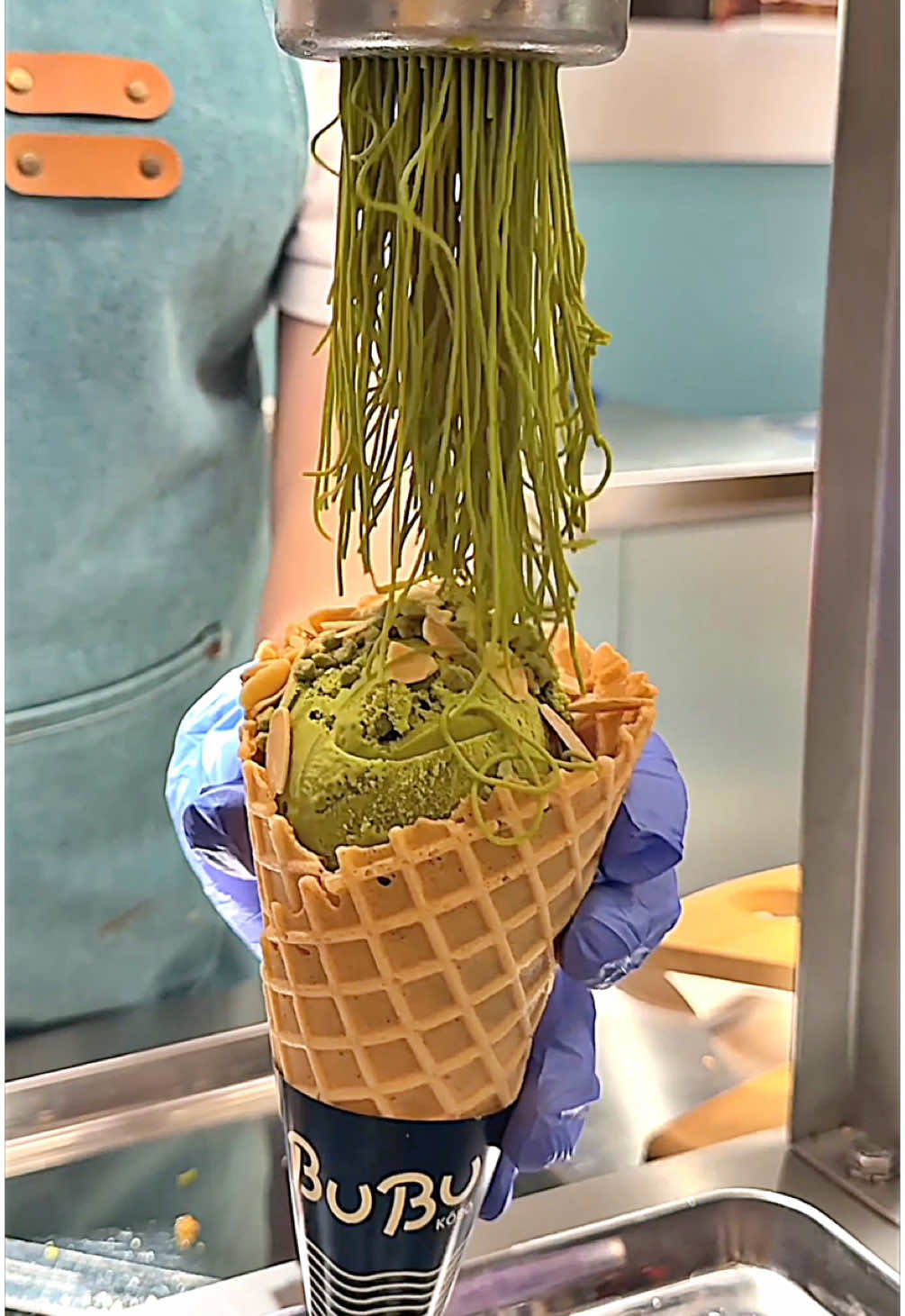 Make sure to try it! Matcha Noodle Ice Cream! Location : Pavilion Kuala Lumpur https://maps.app.goo.gl/fH7ht9kWQMHeVK3MA #matcha  #icecream  #noodles  #fypviral 