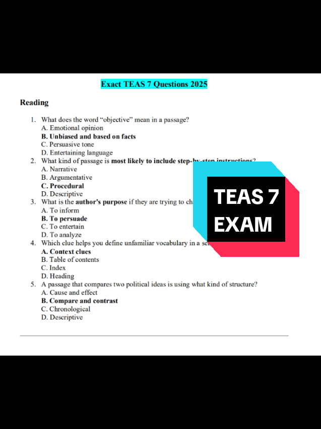 Actual TEAS 7 exam question. Reach out for help #anatomyandphysiology #anatomy #nurses #nurse #atiteaseexam #teas #teasexam #teas7 #teas7exam #teas7test #teas7study #atiteas #atiteas7 #atiteastips #atiteas 