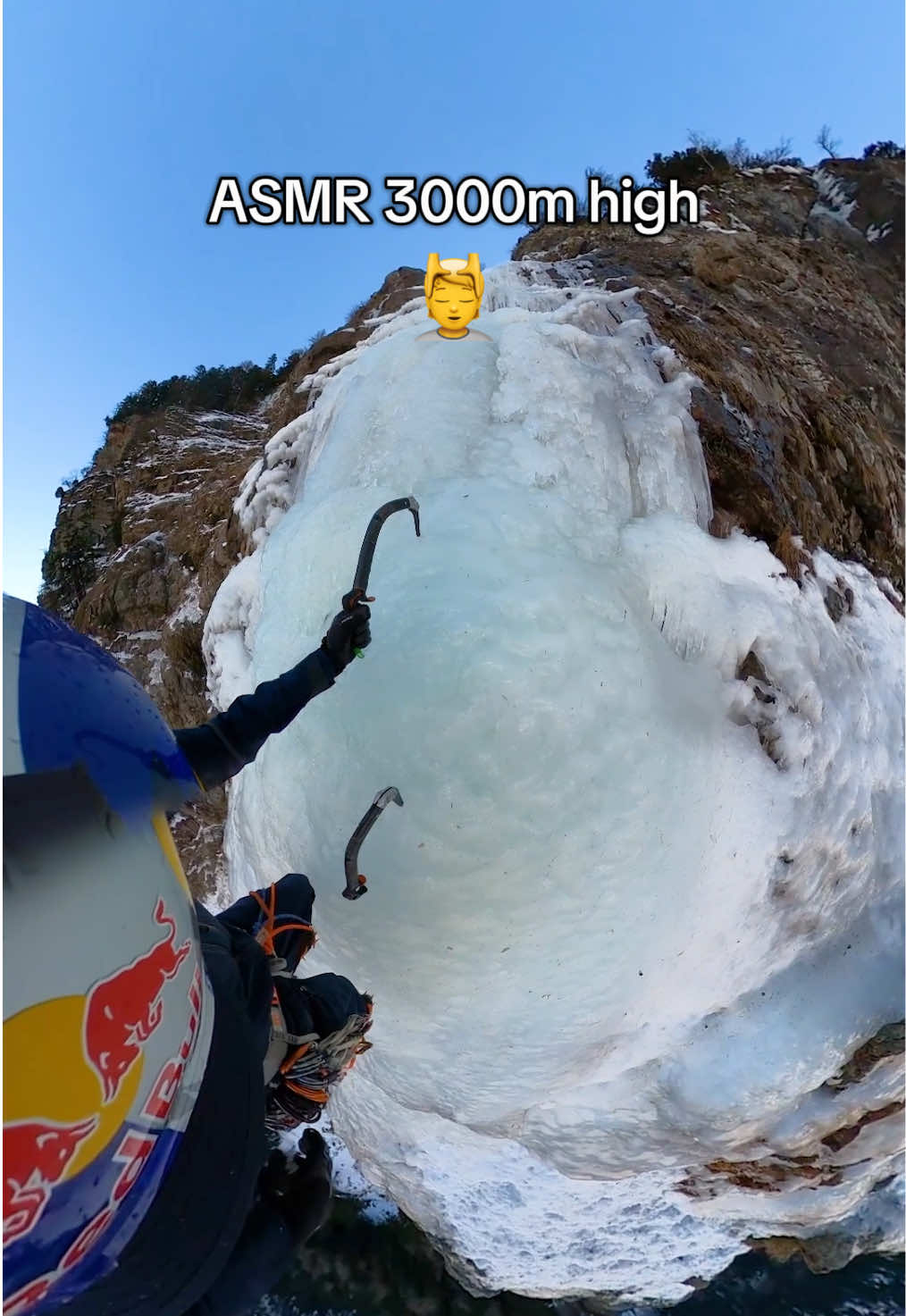 climbing the ice shouldn’t sound this nice 🧘‍♂️⛏️  #redbull #givesyouwiiings #iceclimbing #asmr #extremesports #energydrink 