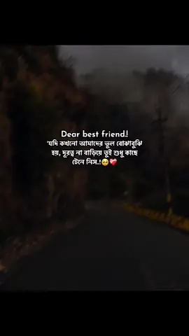 Dear best friend.!  'যদি কখনো আমাদের ভুল বোঝাবুঝি হয়, দূরত্ব না বাড়িয়ে তুই শুধু কাছে টেনে নিস.!🥺❤️‍🩹 #dead_body_riya23 #viralvideo #trending #foryou #unfrezzmyaccount #bdtiktokofficial #@TikTok Bangladesh #fyyyyyyyyyyyyyyyy #trending #viralvideo 