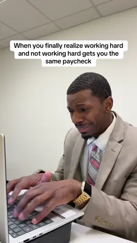 Have you ever worked so hard you realize it's pointless? Work smarter, not harder right. Same check. Less stress. #officelife #quietquitting #paycheck #desklife 