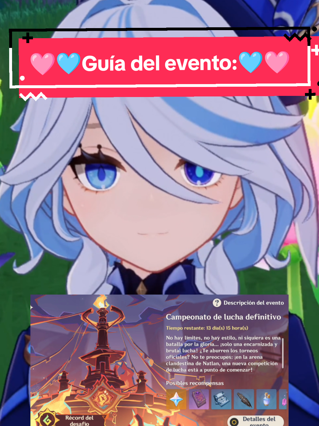 ✨🩵 Guia del evento Campeonato de lucha definitivo 🩵✨ >u< #hoyocreators #genshin #iukpan #furina #guias 
