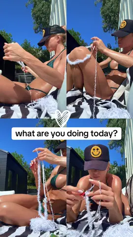 today im getiing sun & learning how to make a perfect  bikini😎👙#crochetersoftiktok #crochet #crochettiktok #crochetbikini 