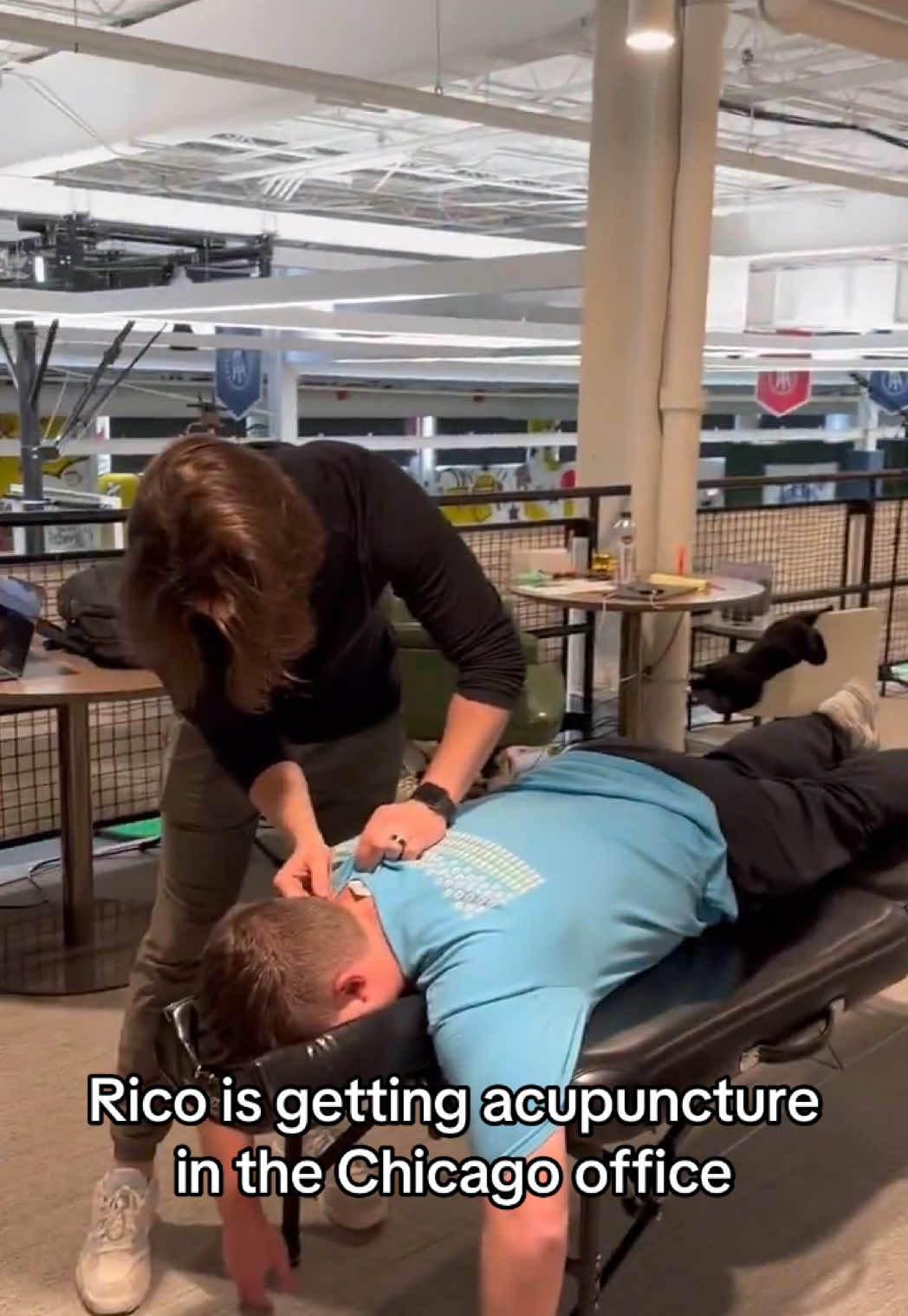 @Dave Portnoy was surprised to see @Rico Bosco getting acupuncture during work hours.