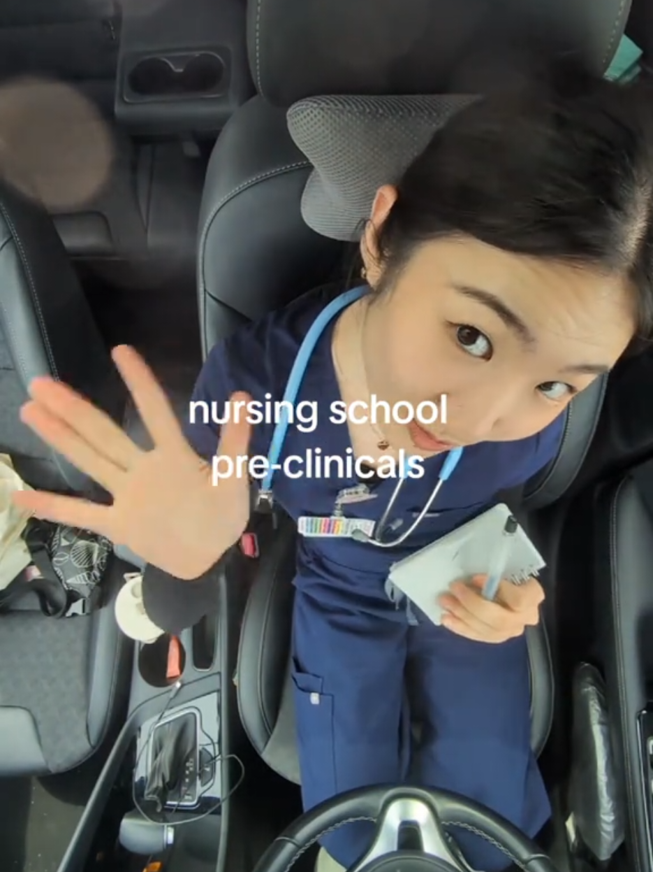 clinicals grwm in the car~ clinicals are super engaging and interesting. The hours might be long but stay curious and it goes by fast!  #nursingschool #bsn #nursingstudent #prenursing #nursing #creatorsearchinsights 