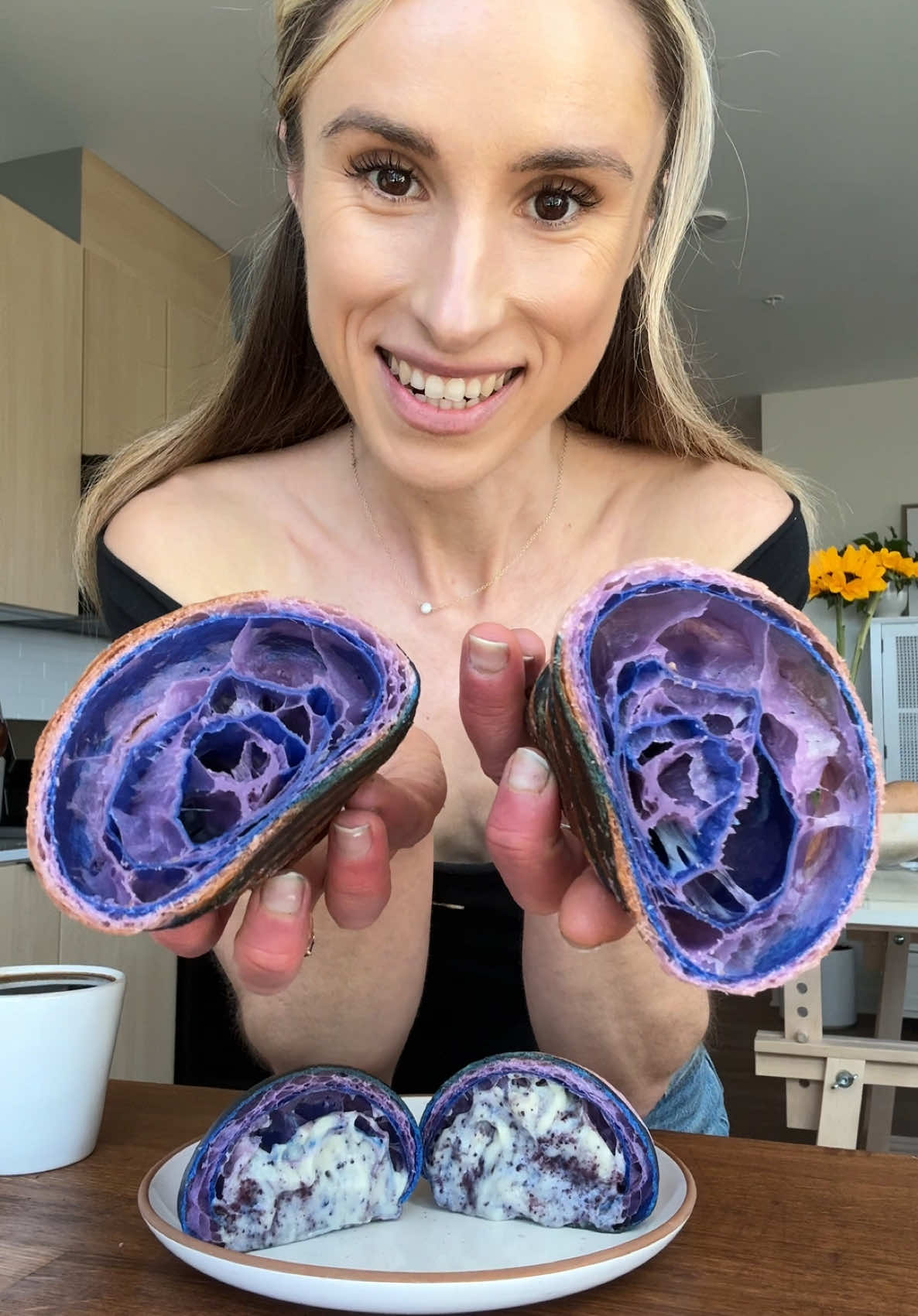 Blueberry croissants 🦋 #croissant #pastry #baking #dessert #sourdough 