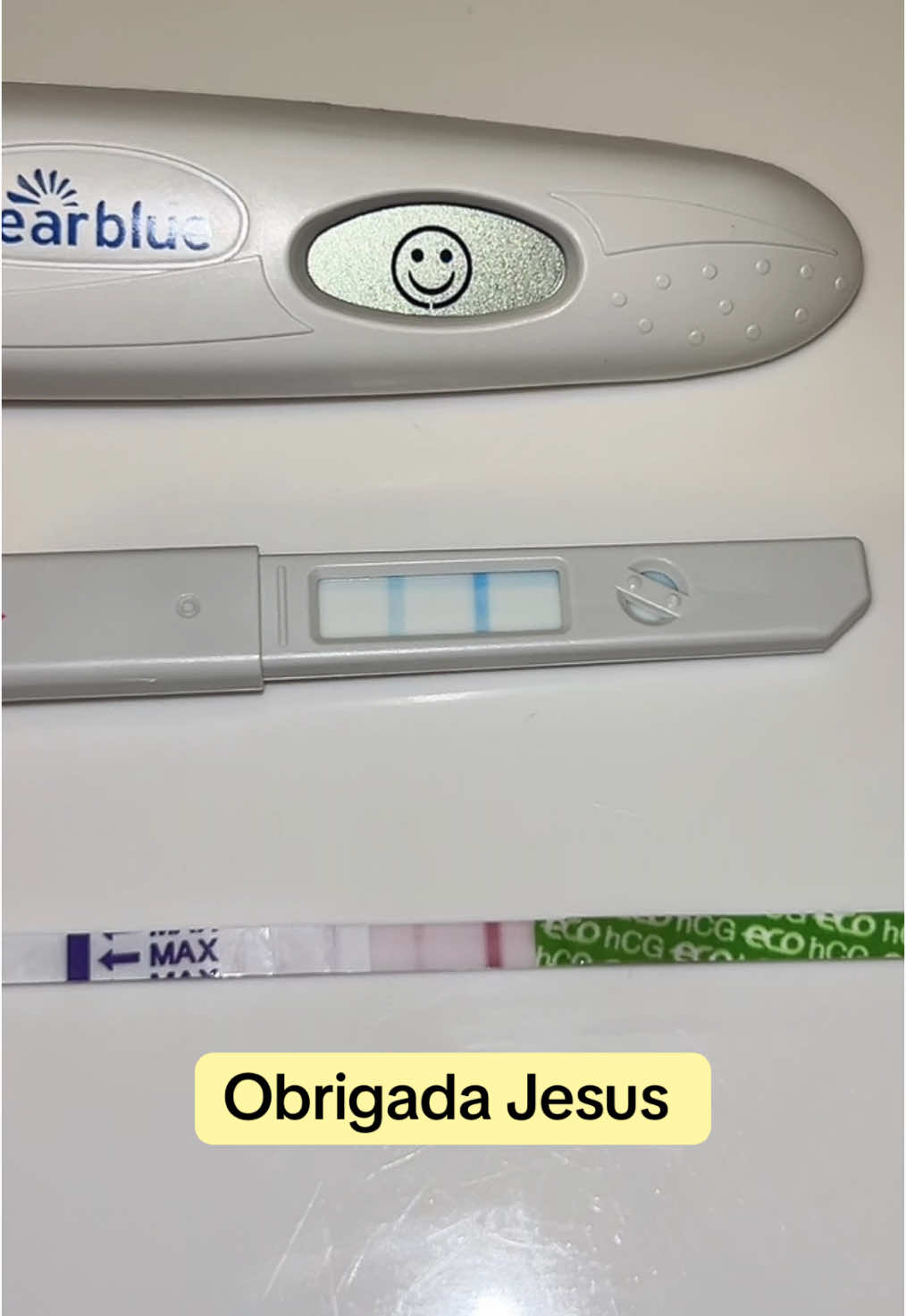 Evolução do meu teste de gravidez com 10 DPO, detectando a gravidez pelo teste de ovulação digital da clear blue! #positivo #testedegravidez #testedeovulacao #10dpo 