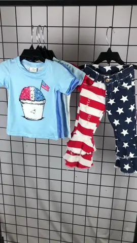 Baby girls july 4th shirt matching jeans outfit #tiktokshop #july4th #forthofjuly #americagirls #patriotic #fashiontiktok #babyfever #trending #fyp 