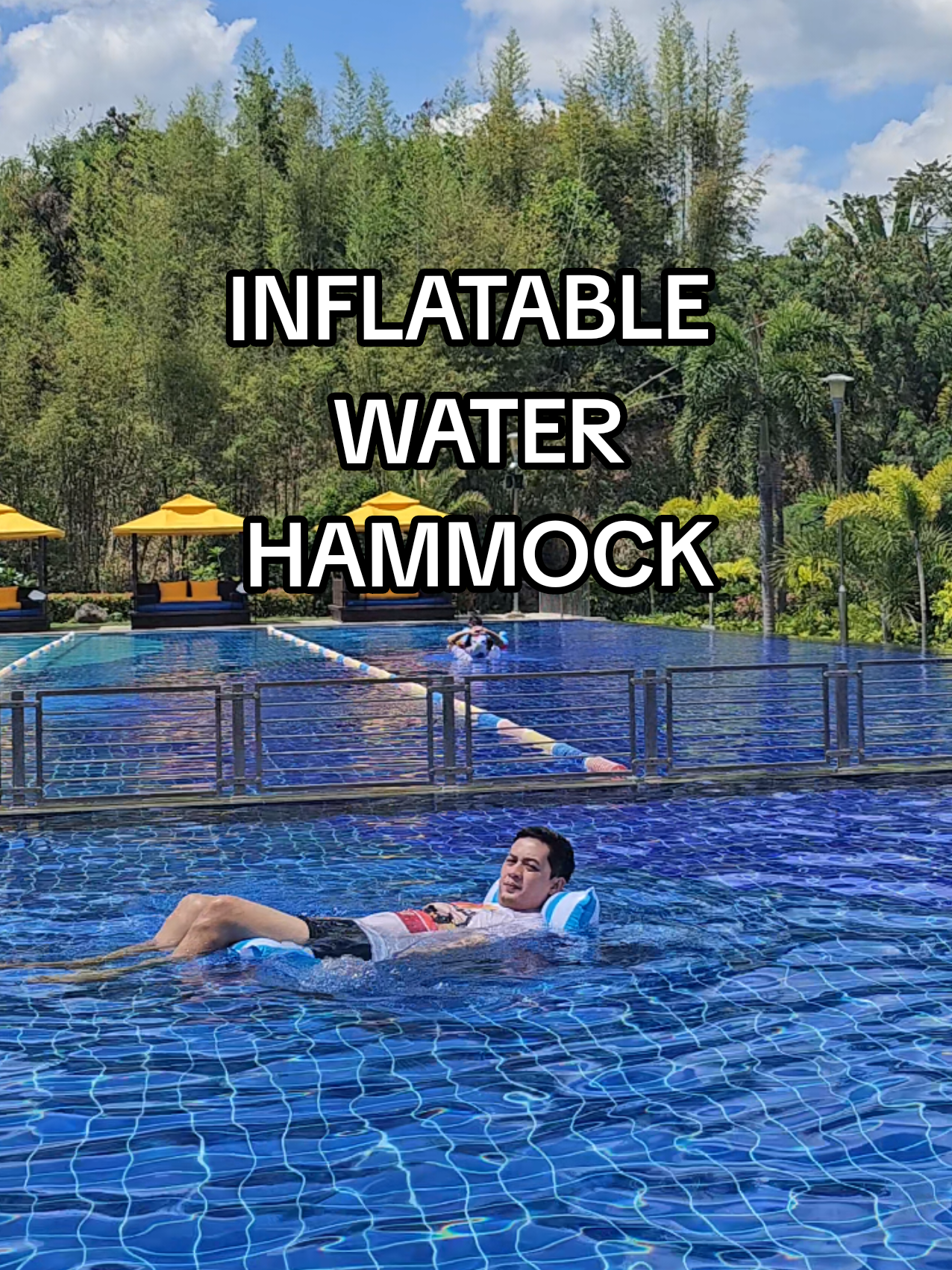 Float and relax in style with this portable easy to store water hammock perfect this beach and pool summer days! #floater #inflatable #waterhammock #hammock #Summer #pool #water #floating #lifevest 