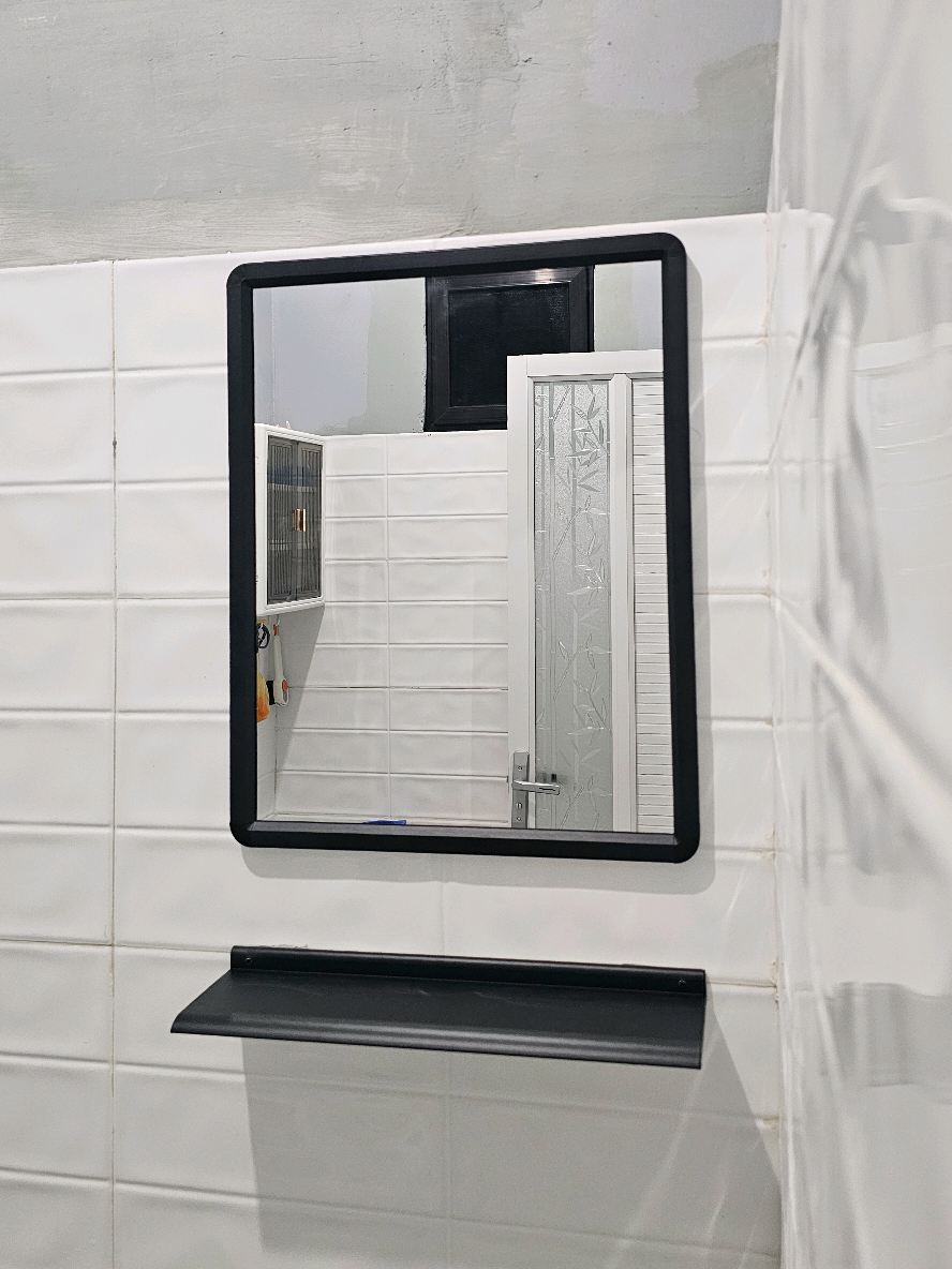 [ Multifunctional bathroom mirror, with storage rack, no need to drill holes, wall-mounted rectangular bathroom mirror vanity shelf toilet ] #SmartBathroomDesign #NoDrillMirror #SpaceSavingStyle #VanityMirrorGoals #BathroomShelfHack #MirrorWithStorage #HomeUpgradeEssentials #ModernBathroomLook #WallMountedMirror #SleekAndFunctional